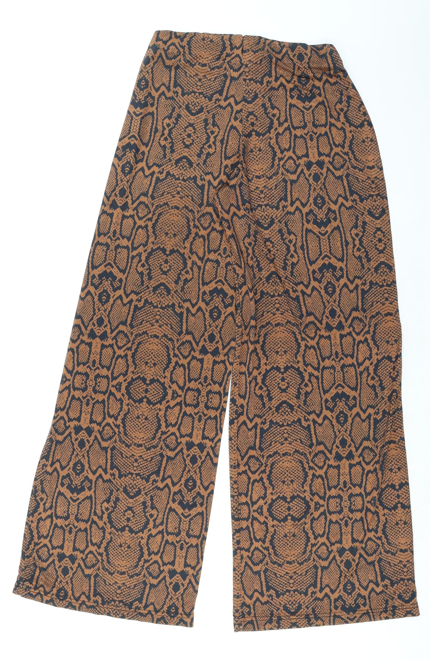 River Island Womens Brown Animal Print Polyester Trousers Size 8 L29 in Regular - Snake Print