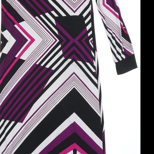 Marks and Spencer Womens Multicoloured Geometric Polyester Shift Size 8 Boat Neck Pullover