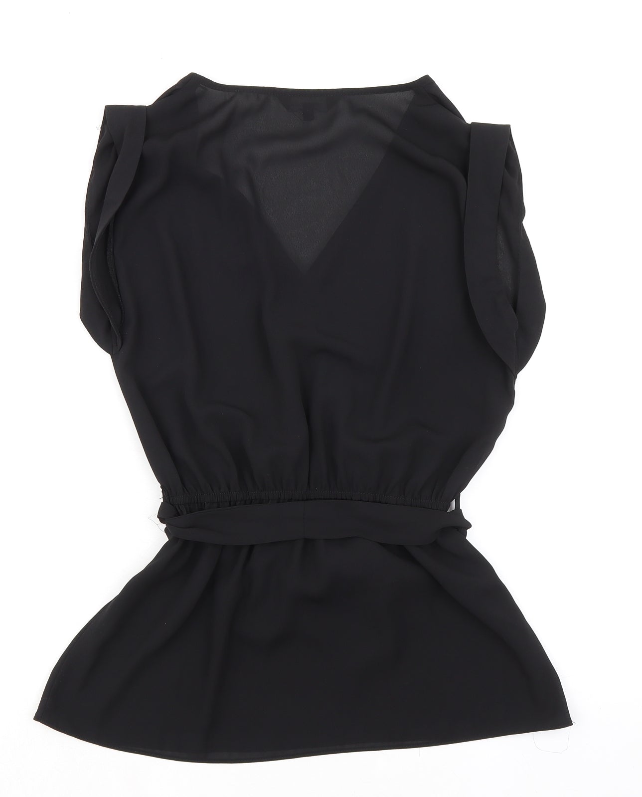 New Look Womens Black Polyester Basic Blouse Size 10 V-Neck