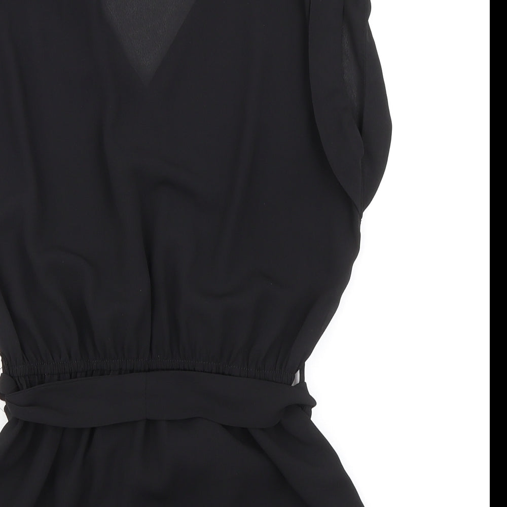 New Look Womens Black Polyester Basic Blouse Size 10 V-Neck