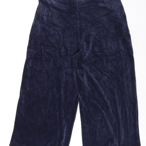 Marks and Spencer Womens Blue Cotton Cropped Trousers Size 20 L27 in Regular