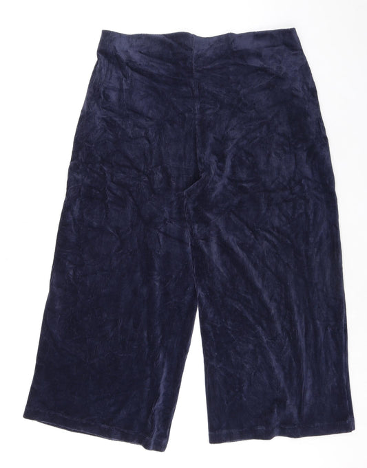 Marks and Spencer Womens Blue Cotton Cropped Trousers Size 20 L27 in Regular