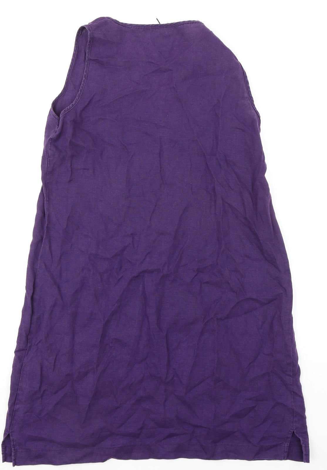 Mistral Womens Purple Linen A-Line Size 12 Scoop Neck Pullover