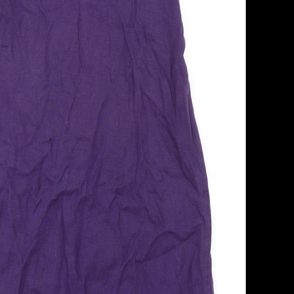 Mistral Womens Purple Linen A-Line Size 12 Scoop Neck Pullover