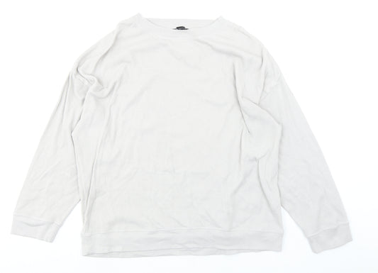 Zara Mens Grey Round Neck Cotton Pullover Jumper Size S Long Sleeve