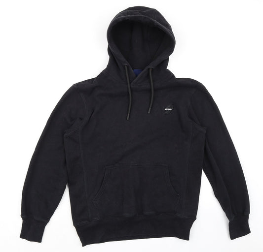 Superdry Mens Black Cotton Pullover Hoodie Size L