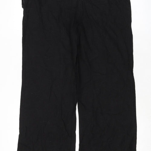 New Look Womens Black Linen Trousers Size 12 L29 in Regular Zip