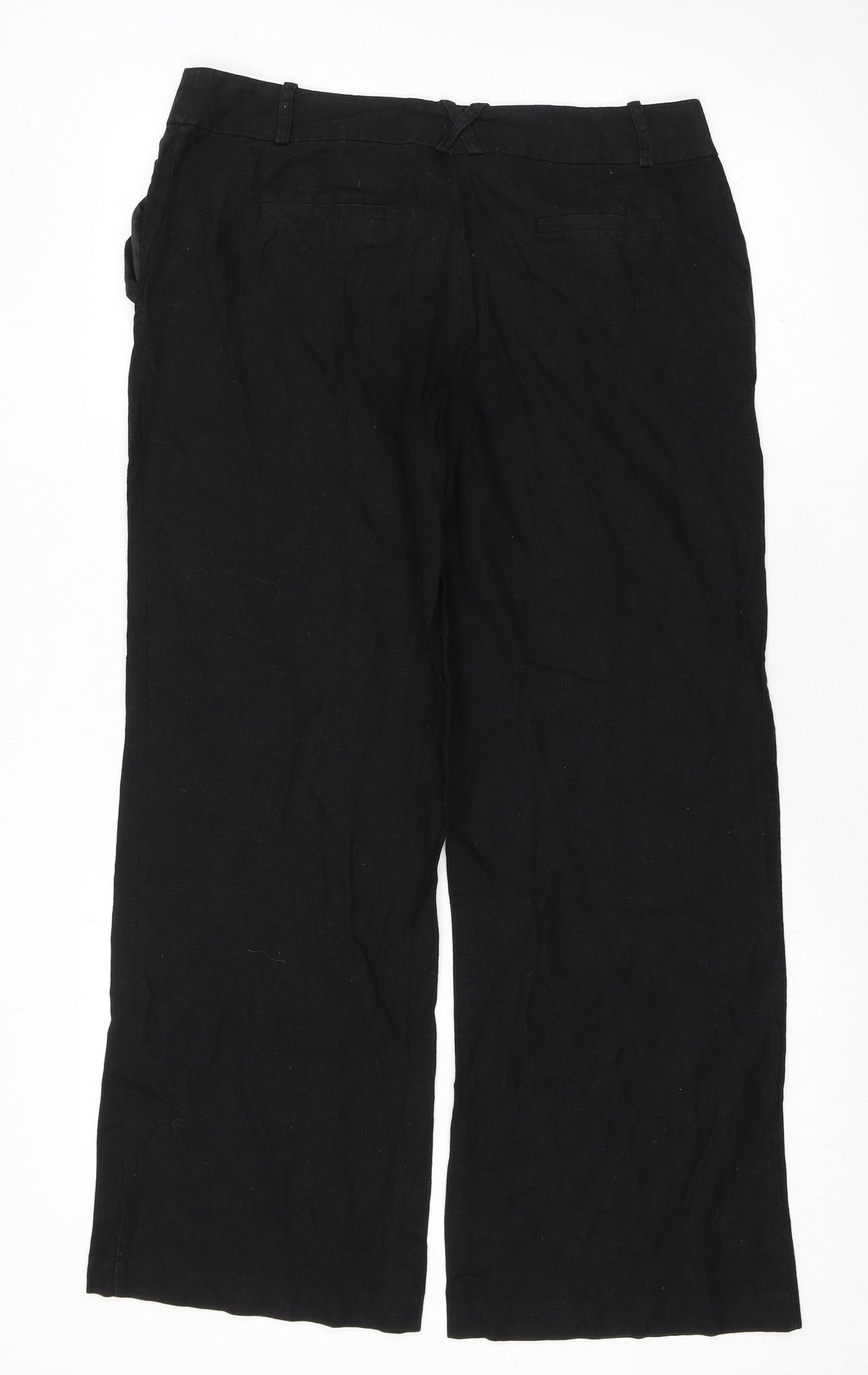 New Look Womens Black Linen Trousers Size 12 L29 in Regular Zip