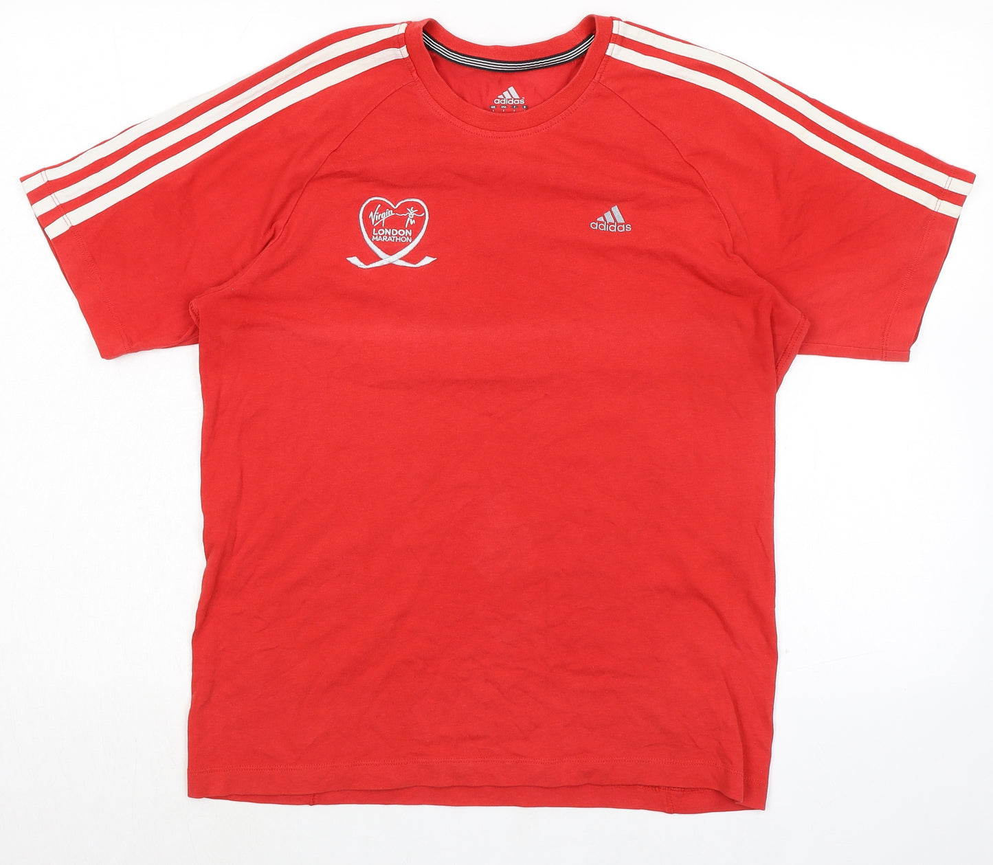 adidas Mens Red Cotton T-Shirt Size S Round Neck - London Marathon