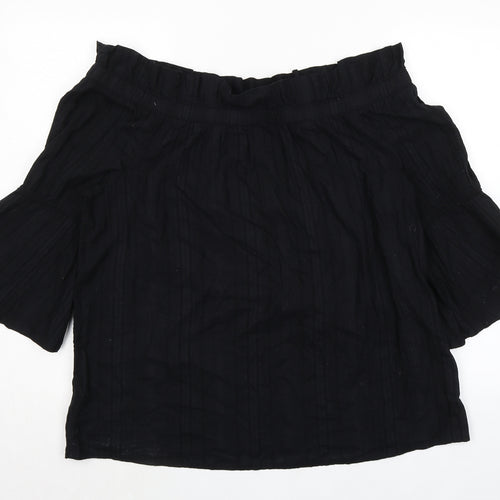 NEXT Womens Black 100% Cotton Basic Blouse Size 18 Off the Shoulder