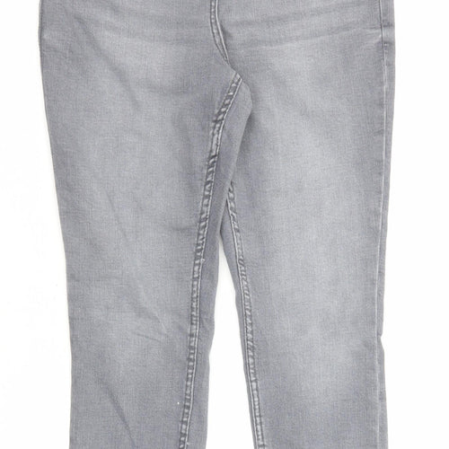 Papaya Womens Grey Cotton Skinny Jeans Size 14 L26 in Regular Zip