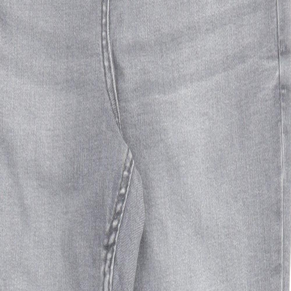 Papaya Womens Grey Cotton Skinny Jeans Size 14 L26 in Regular Zip