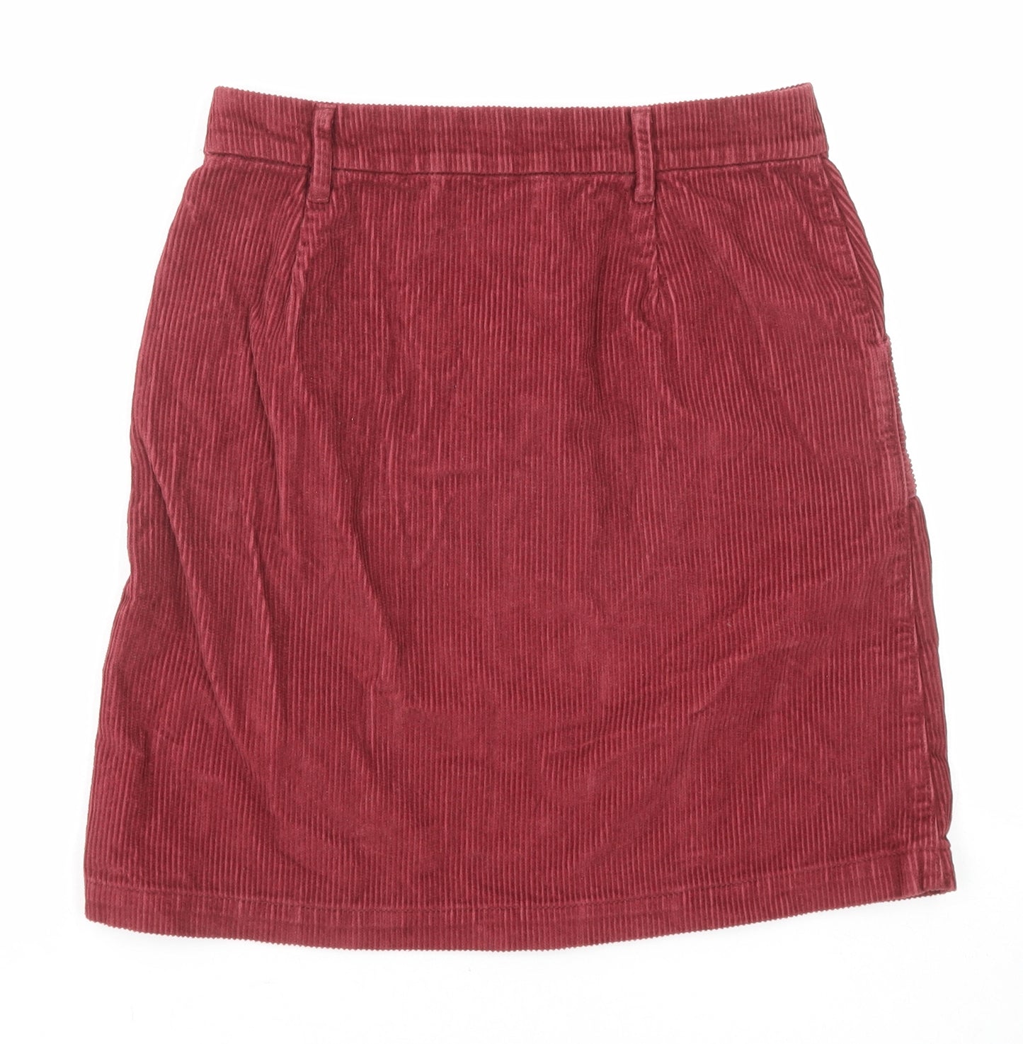 TU Womens Red Cotton A-Line Skirt Size 8 Zip