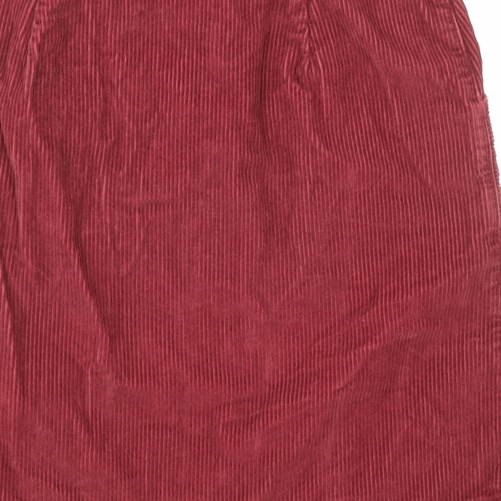 TU Womens Red Cotton A-Line Skirt Size 8 Zip
