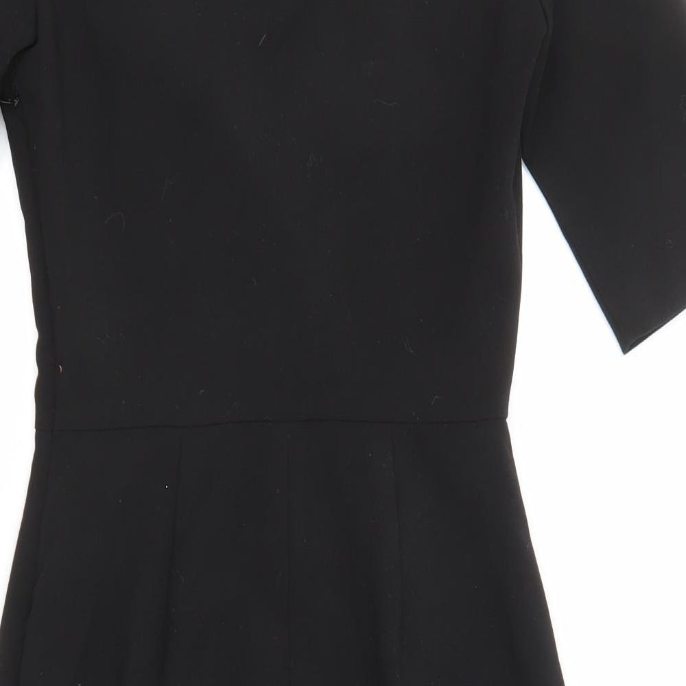 Ted Baker Womens Black Polyester Pencil Dress Size S V-Neck Zip