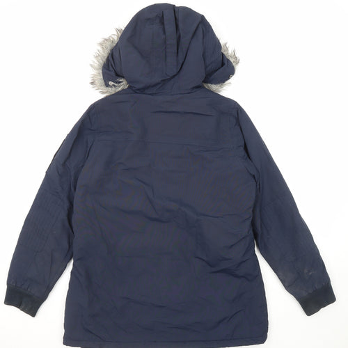 Brookhaven Womens Blue Parka Coat Size 12 Zip