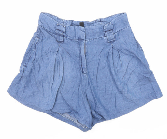 New Look Womens Blue Lyocell Culotte Shorts Size 12 Regular Zip