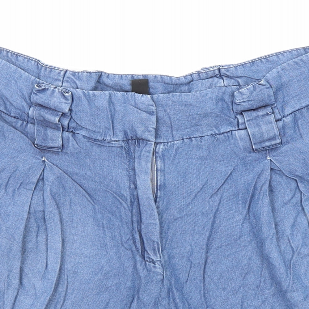 New Look Womens Blue Lyocell Culotte Shorts Size 12 Regular Zip