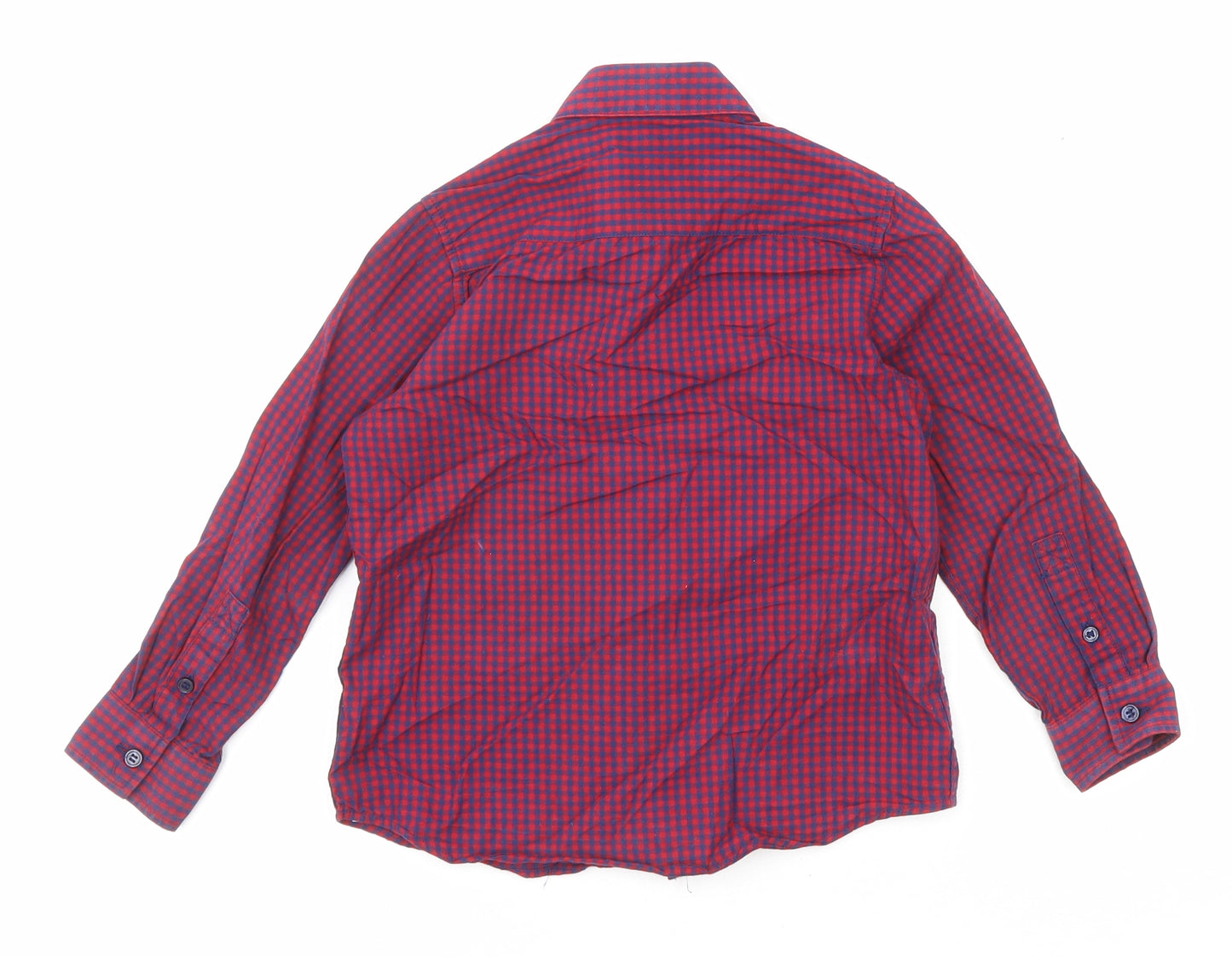 NEXT Boys Red Check Cotton Basic Button-Up Size 5 Years Collared Button