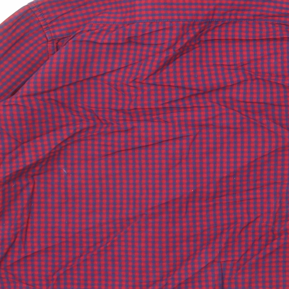 NEXT Boys Red Check Cotton Basic Button-Up Size 5 Years Collared Button