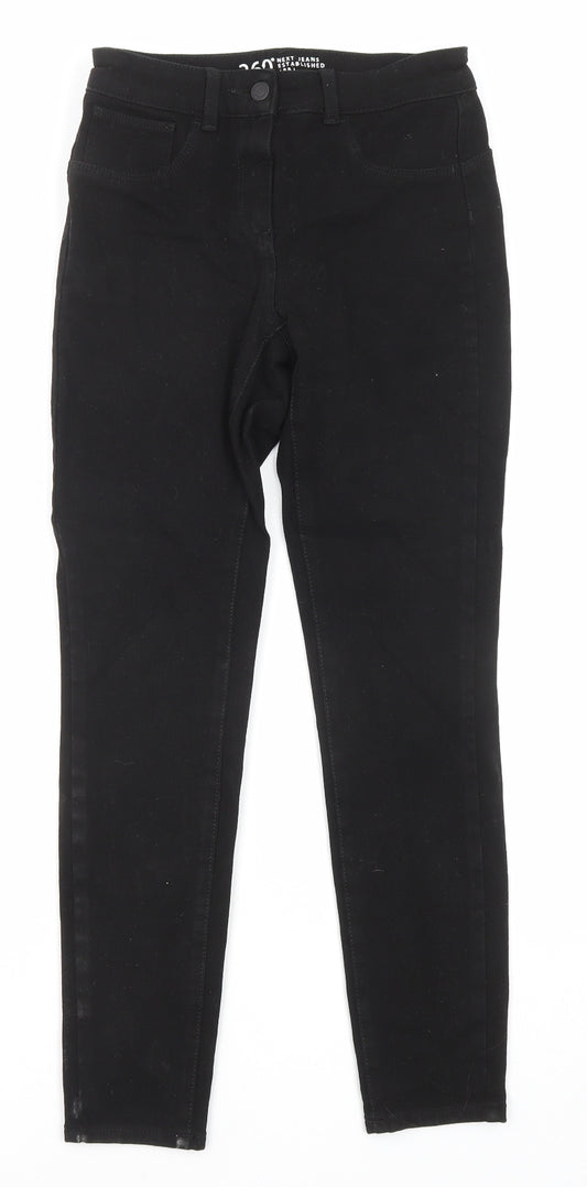 NEXT Womens Black Cotton Skinny Jeans Size 8 L27 in Regular Zip