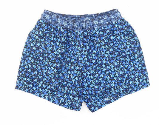 Topman Mens Blue Floral Polyester Sweat Shorts Size S Regular