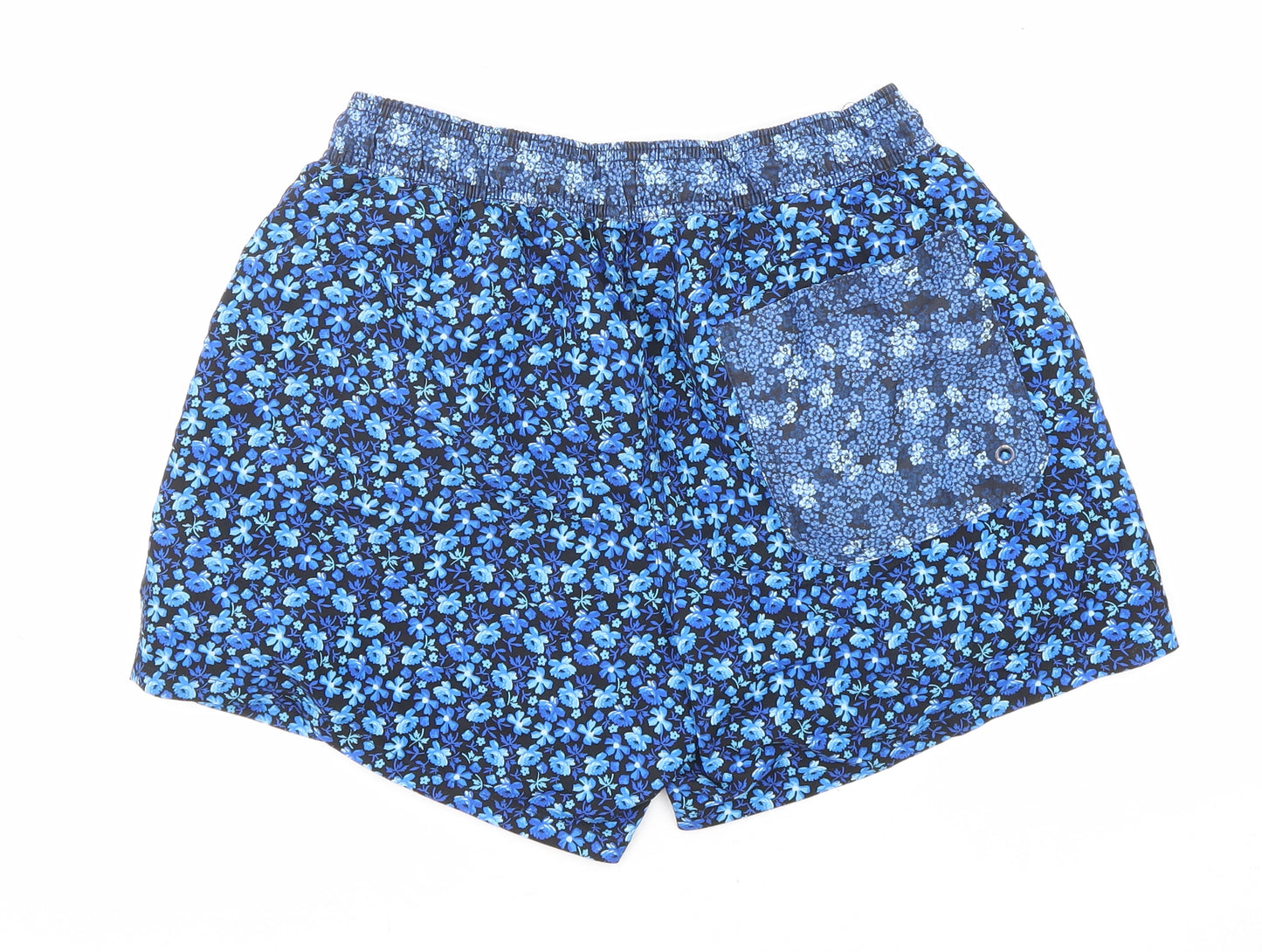 Topman Mens Blue Floral Polyester Sweat Shorts Size S Regular