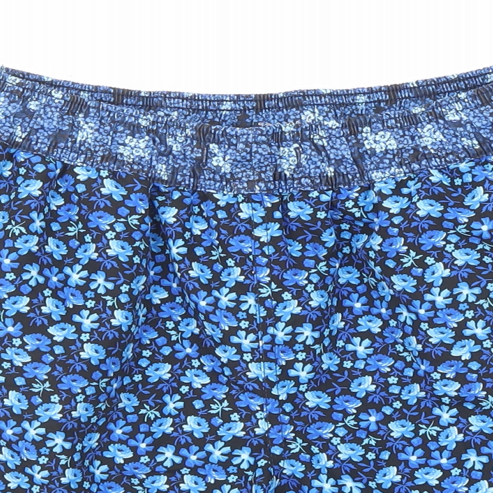 Topman Mens Blue Floral Polyester Sweat Shorts Size S Regular