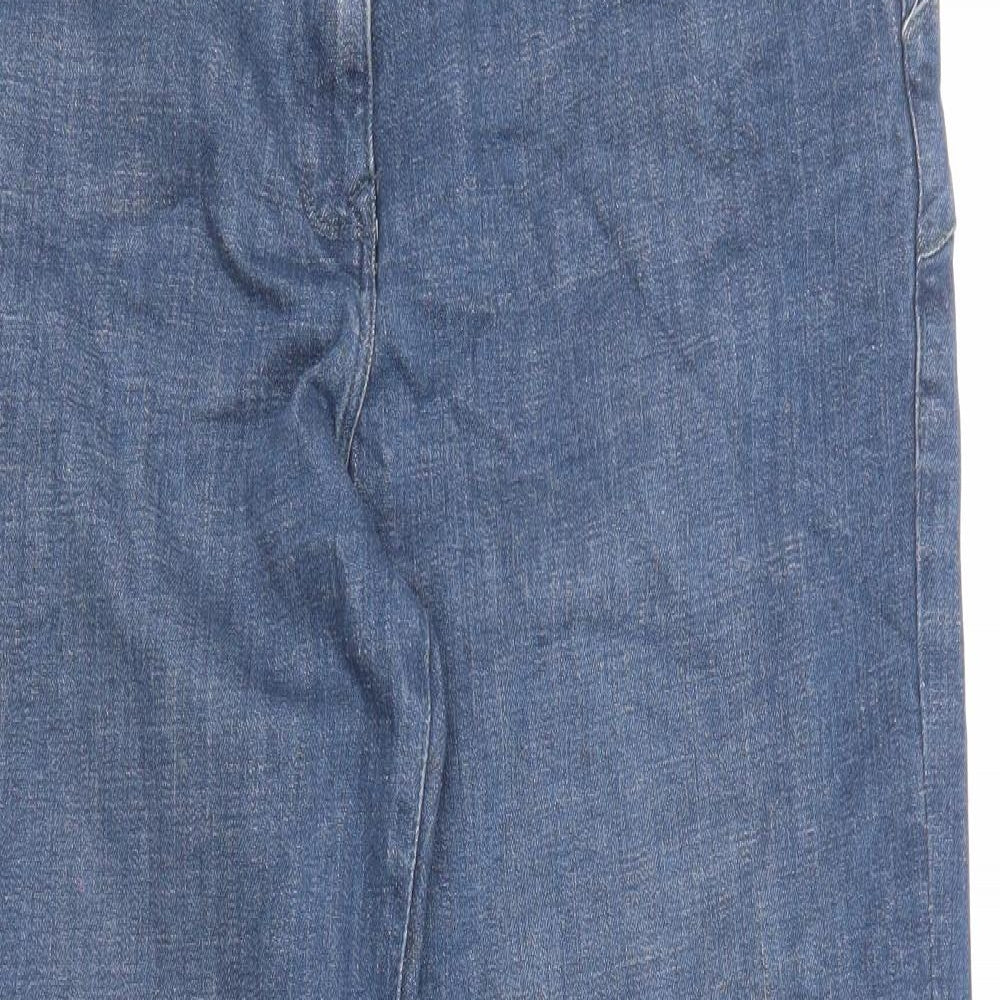 NEXT Womens Blue Cotton Flared Jeans Size 20 L27 in Slim Zip