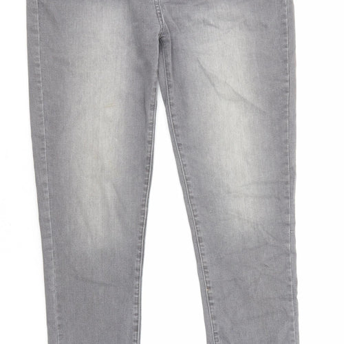 M&Co Womens Grey Cotton Skinny Jeans Size 12 L28 in Regular Zip