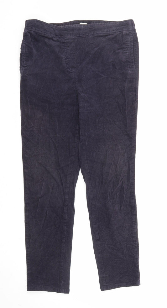 Marks and Spencer Womens Blue Cotton Trousers Size 14 L28 in Regular