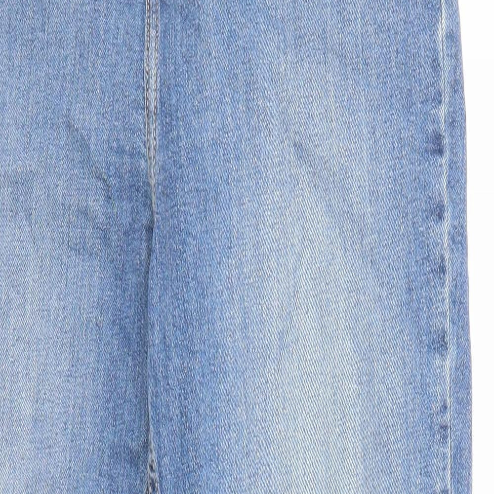 F&F Womens Blue Cotton Boyfriend Jeans Size 10 L26 in Regular Zip