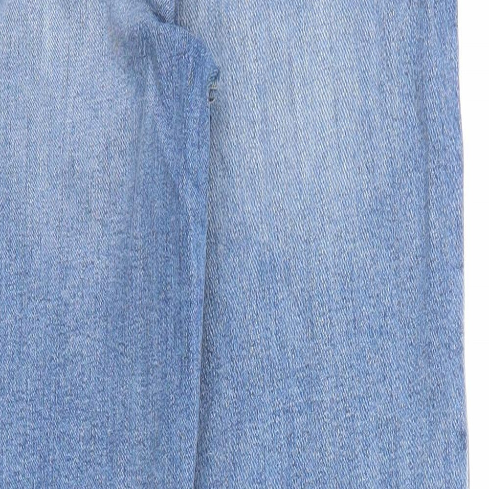 F&F Womens Blue Cotton Boyfriend Jeans Size 10 L26 in Regular Zip