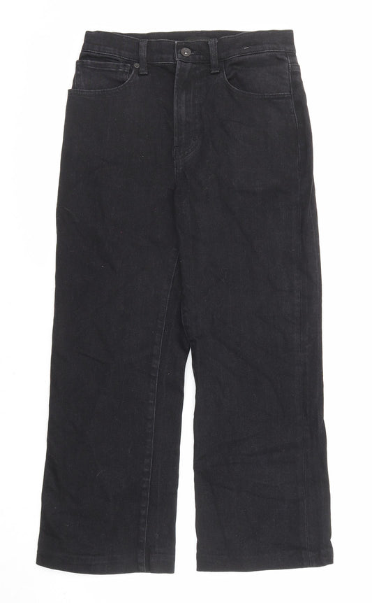 Uniqlo Womens Black Cotton Wide-Leg Jeans Size 25 in L24 in Regular Zip