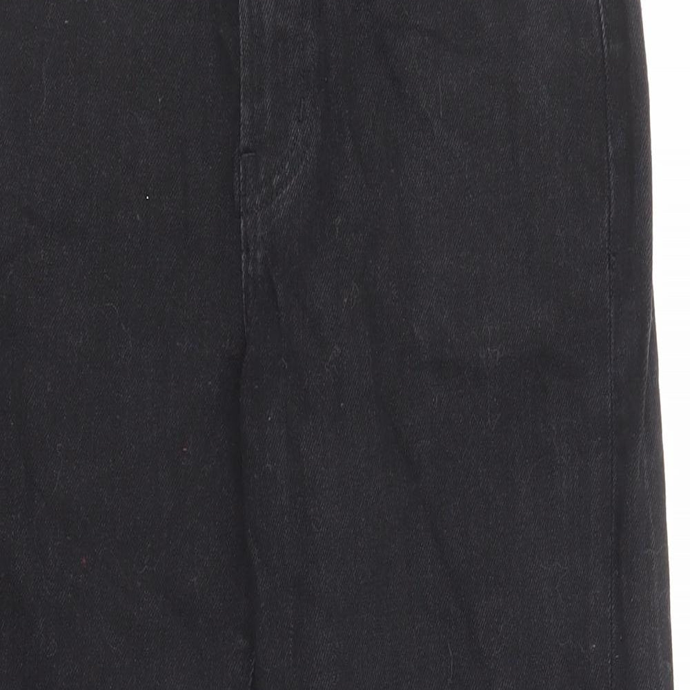 Uniqlo Womens Black Cotton Wide-Leg Jeans Size 25 in L24 in Regular Zip