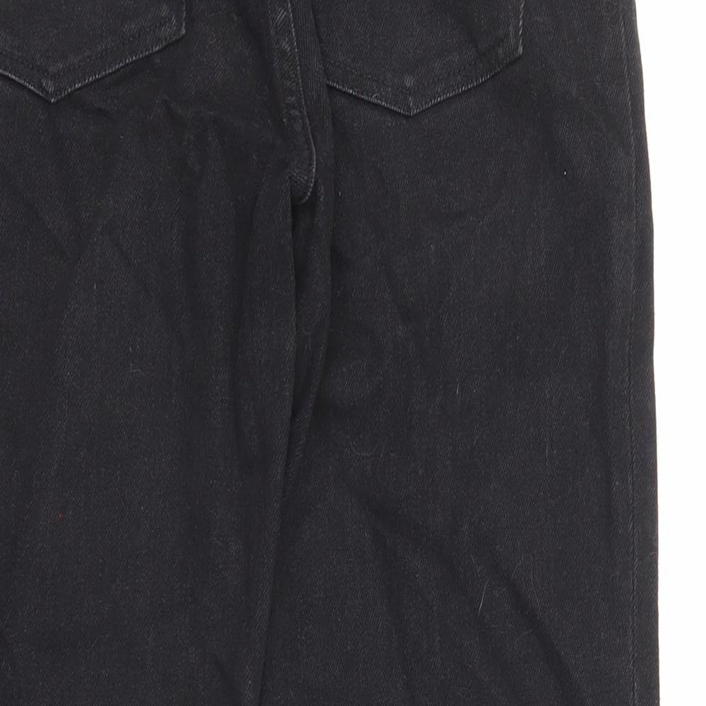 Uniqlo Womens Black Cotton Wide-Leg Jeans Size 25 in L24 in Regular Zip