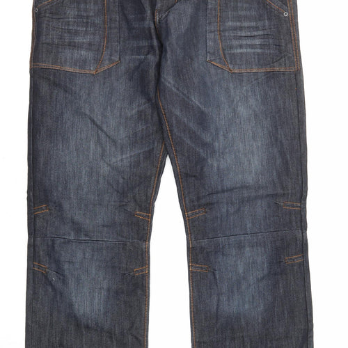 Crosshatch Mens Blue Cotton Straight Jeans Size 44 in L31 in Regular Zip
