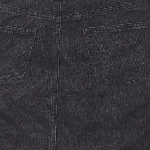 Denim & Co. Womens Black Cotton A-Line Skirt Size 10 Zip