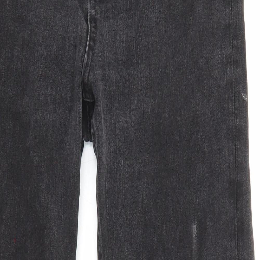 Marks and Spencer Womens Black Cotton Straight Jeans Size 8 L29 in Regular Zip