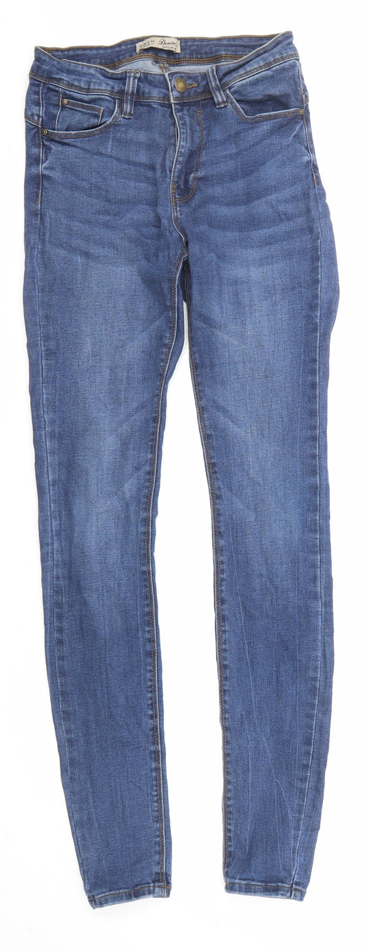 Denim & Co. Womens Blue Cotton Skinny Jeans Size 10 L31 in Regular Zip