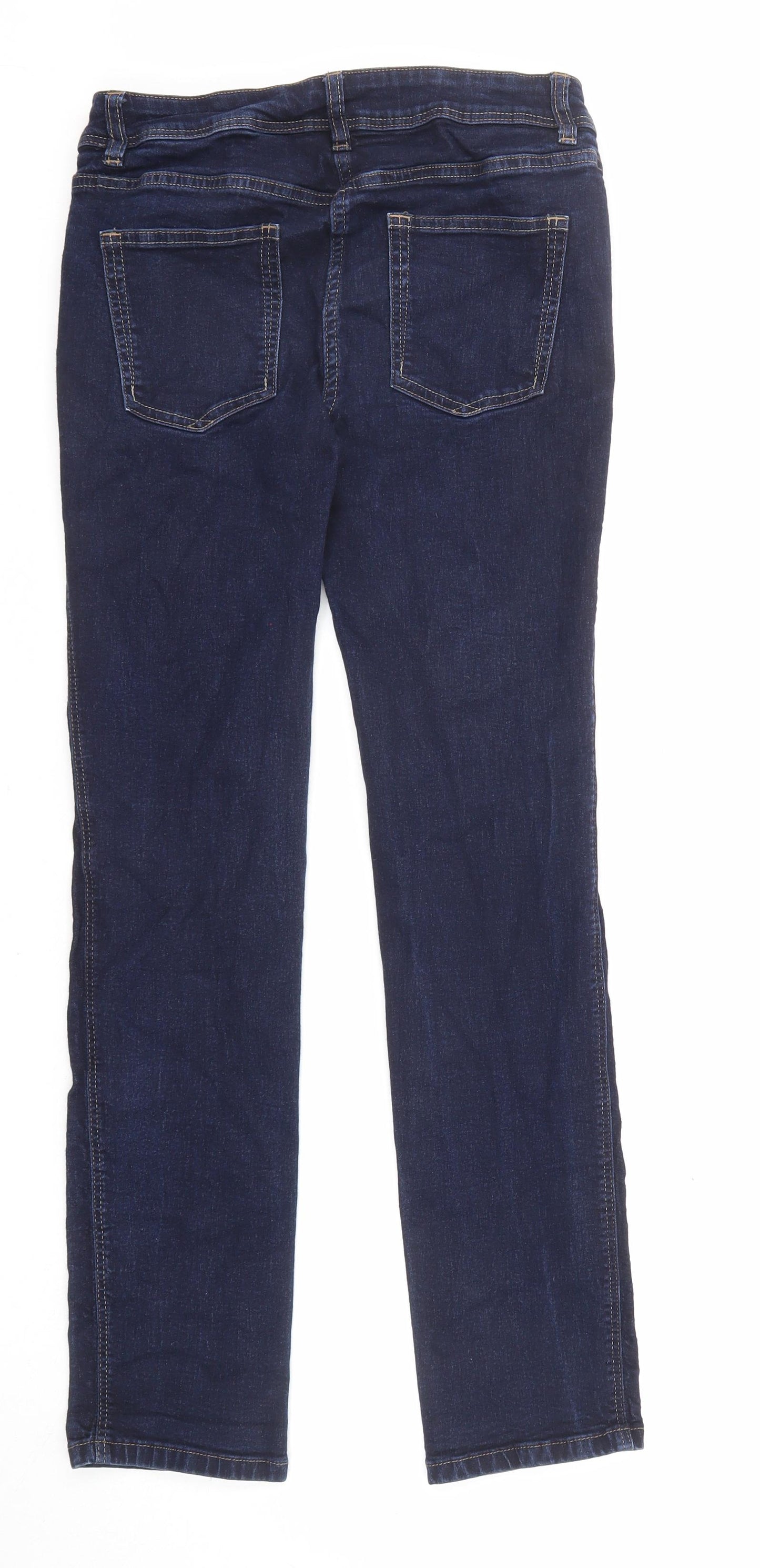 NEXT Womens Blue Cotton Straight Jeans Size 10 L29 in Slim Zip