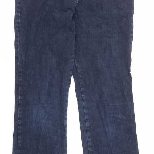 Marks and Spencer Womens Blue Cotton Straight Jeans Size 10 L26 in Regular Zip