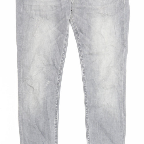 River Island Womens Grey Cotton Skinny Jeans Size 12 L30 in Regular Zip