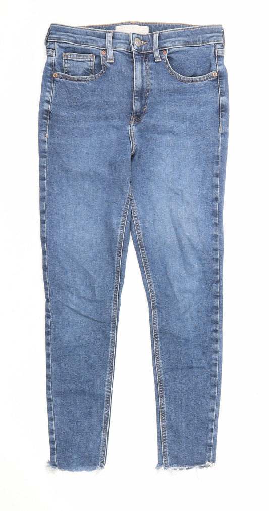 Topshop Womens Blue Cotton Straight Jeans Size 28 in L30 in Regular Zip