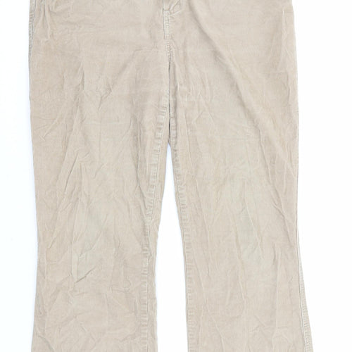 Per Una Womens Beige Cotton Trousers Size 14 L26 in Regular Zip