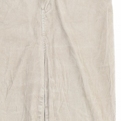 Per Una Womens Beige Cotton Trousers Size 14 L26 in Regular Zip