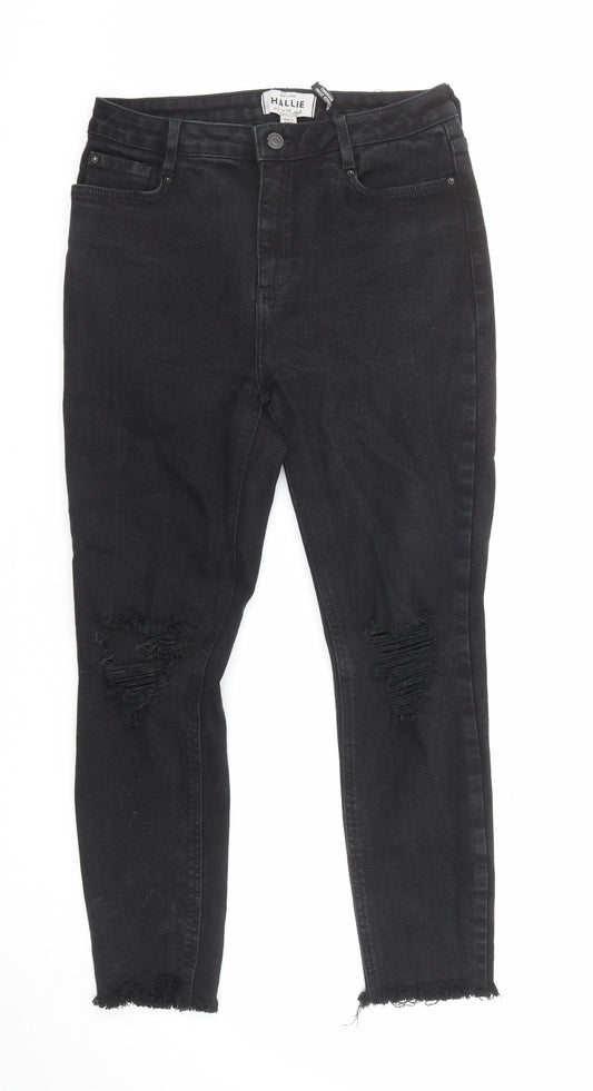 New Look Womens Black Cotton Skinny Jeans Size 12 L25 in Regular Zip