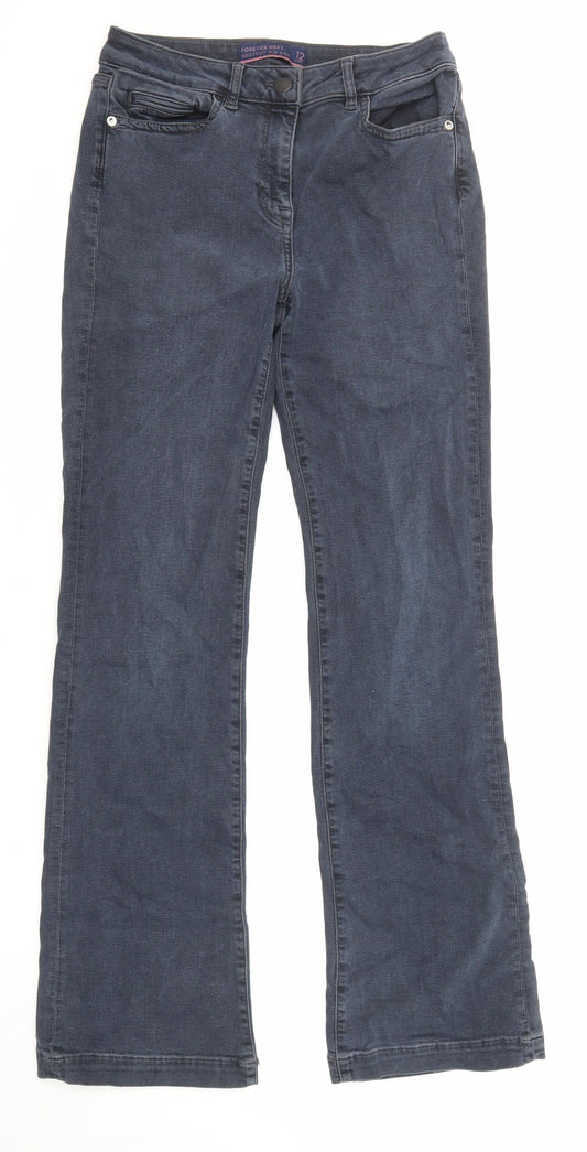 NEXT Womens Blue Cotton Bootcut Jeans Size 12 L32 in Regular Zip