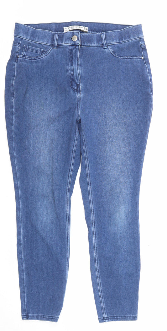NEXT Womens Blue Cotton Jegging Jeans Size 14 L23 in Regular Zip