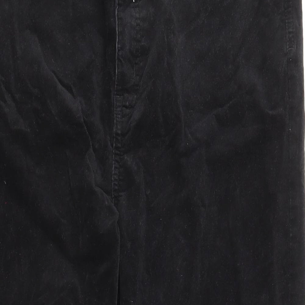 Marks and Spencer Womens Black Cotton Trousers Size 20 L24 in Regular Zip